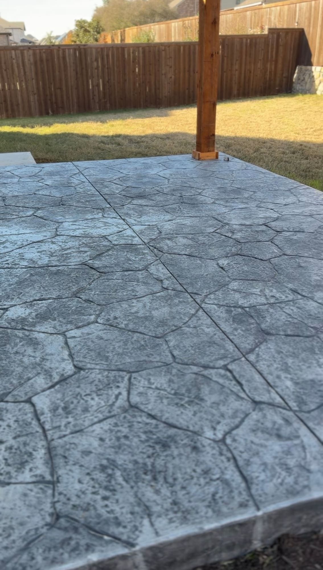 Wood-plank stamped concrete
